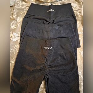 AURORA High-Waist Black Athletic Shorts for Women Bundle of 3